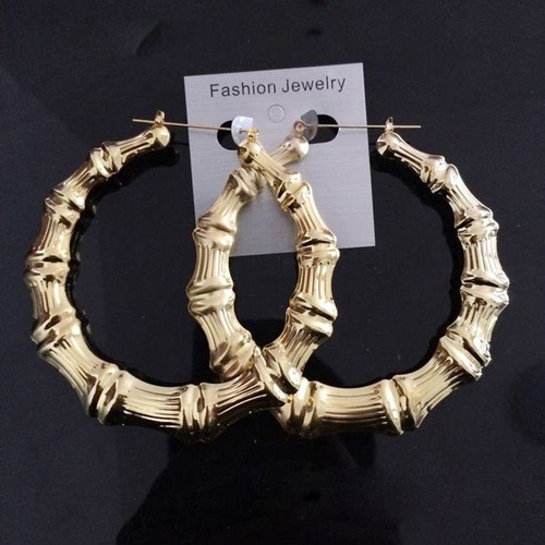 Large bamboo earrings hip - bamboo, hip-hop