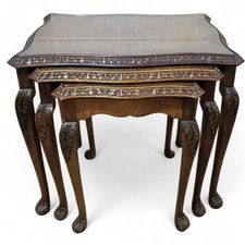 Carved Nest of 3 Side Tables
