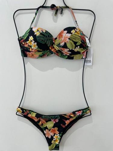 Banana moon black floral - moon,