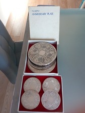  PEPPER & HOPE Vintage 5 X Silver Plated Table Mats 6.5" + 4 Coasters 3.5".BOXED