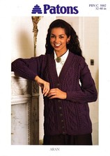 PATONS Knitting Pattern 5002 Ladies Long Cardigan 32-40" Aran