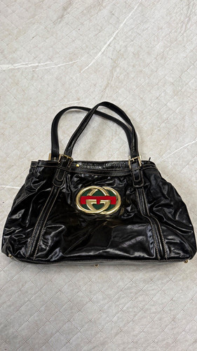 Gucci black leather tote bag - black,