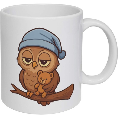 Sleepy owl ceramic mug - mug,