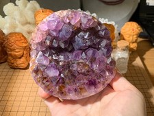 Large Amethyst & Rutilated Geode Quartz Cluster - Smile Mouth 680 Grams (#037)