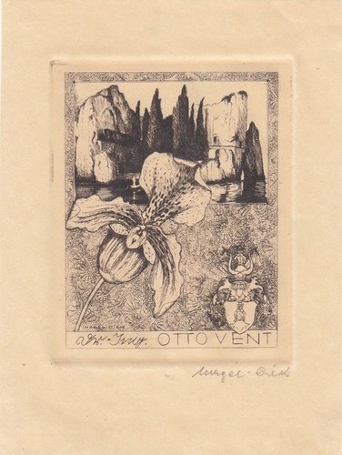 Exlibris bookplate etching - exlibris,