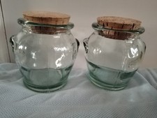 2 x Clear Glass Storage Jars with Cork Stoppers