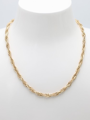 Thick gold patterned necklace - gold,