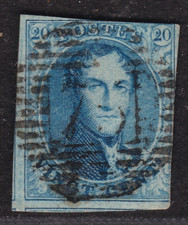 STAMP 1851 BELGIUM No. 7-OBL. TB-SEE SCAN R/V-