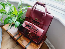 Dr Martens Backpack Rucksack Leather Maori Tattoo Art Oxblood Signed New no Tag 