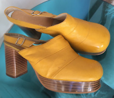 VINTAGE 60S 70S YELLOW SLINGBACK PLATFORM SHOES SIZE 5