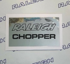 RALEIGH CHOPPER MK2 SEAT DECAL IN MIRROR CHROME WITH BLACK TEXT