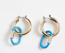 Topshop Blue Link Drop Hoop