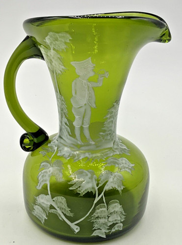 Mary gregory green glass - gregory, jug
