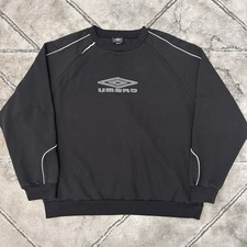 Vintage 90s Umbro Black Boxy Embroidered Logo Sweatshirt - XXL Mens Y2K Piping