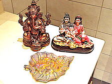 Ganesh Hindu Ornaments- Three  Delightful Ganesh Statuettes