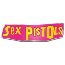 SEX PISTOLS PINK AND YELLOW CLASSIC LOGO HIGH QUALITY METAL BADGE  OFFICIAL ITEM