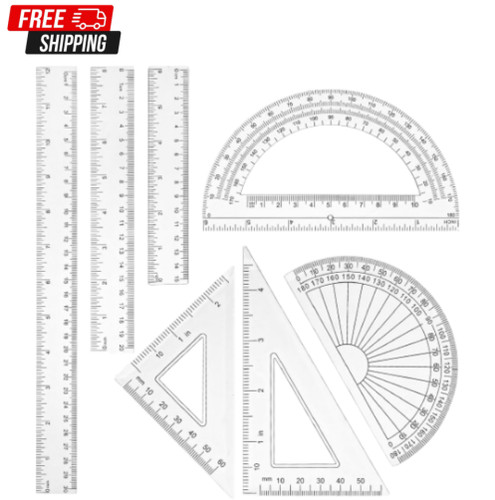 Clear ruler protractor set - clear,