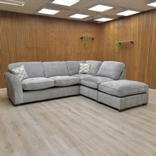 ‘Rosie' Corner Chaise Sofa Meridian Shark Grey Chenille Fabric Right Open End