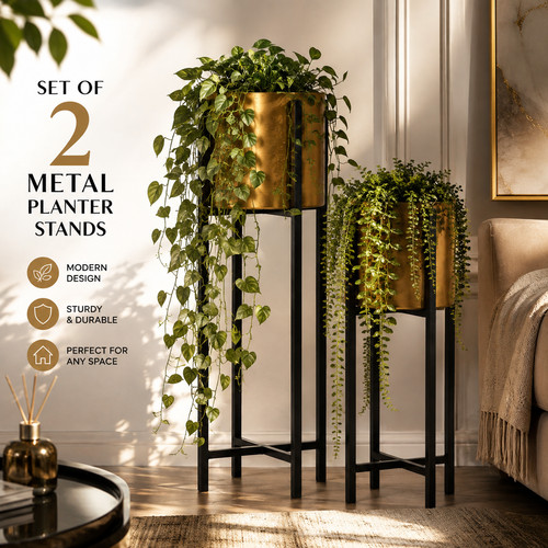 Set gold metal plant - metal,