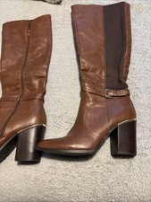 Ladies Brown Faux Leather Knee High New Look Boots Size 6