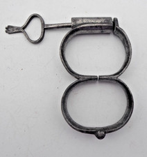 Antique Hiatt Police Handcuffs and Key