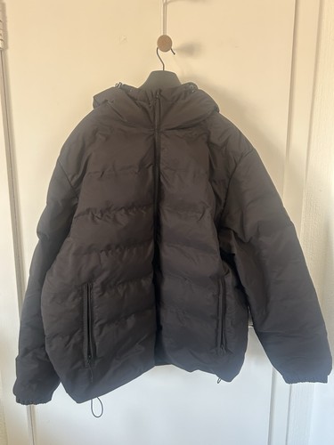 Black hooded puffer jacket - hooded,