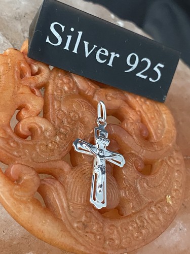 Solid silver crucifix pendant - solid,