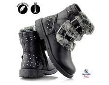 Girls Kids Casual Lightweight Zip School Winter Ankle Biker Boots Shoes Size