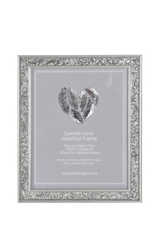 Jewelled picture frame - jewelled, silver