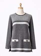 Womens Houndstooth Boxy Top