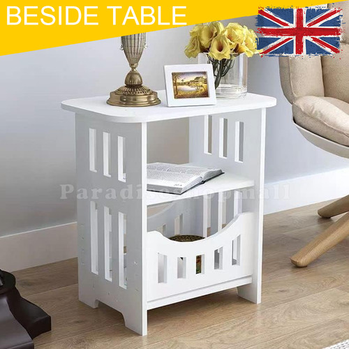 Modern white slim nightstand - white,