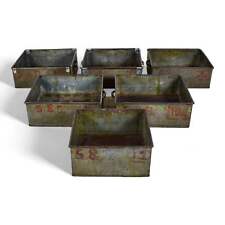 Vintage Galvanised Metal Steel Storage Crate Box Planter