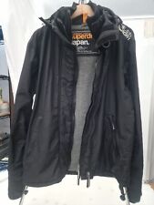 Mens Large SUPERDRY Black WIndcheater Jacket Full Zip Casual Outdoors Outerwear 