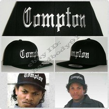 All Black Eazy E Compton Snapback Hat Cap NWA