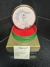 Vintage Framecraft Unicorn Embroidery Trinket Box NIB Made In England Green