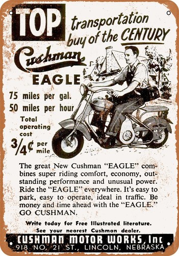 Metal sign 1952 cushman - metal,