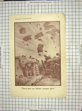 Original Old Antique Print War War France Sier Trench Trapped Man