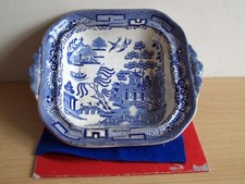Antique Davenport Willow Pattern Earthenware Open Vegetable Presentation Dish
