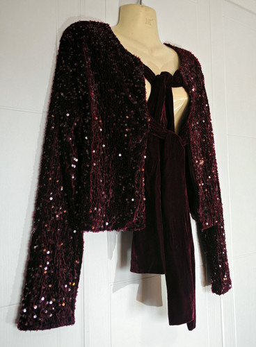 Burgundy sequin bolero - burgundy,