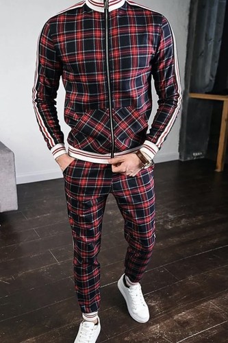 Men tracksuit plaid tartan - tracksuit, ,plaid/tartan