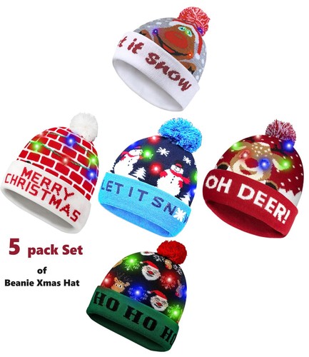 5pcs christmas hats with led - 5pcs,