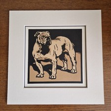 Bull dog print by William Nicholson  The square book of animals - mounted 