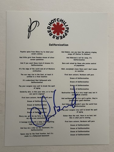 Chad smith signed lyric - signed, sheet
