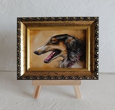 Borzoi portrait ACEO Oil