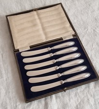 Cased Set Of 6 A1 Silver Plated Art Nouveau Butter Knives