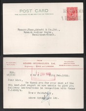 1932 KGV Adam Hydraulics Ltd Engineers 1d Telephone Slogan Postcard