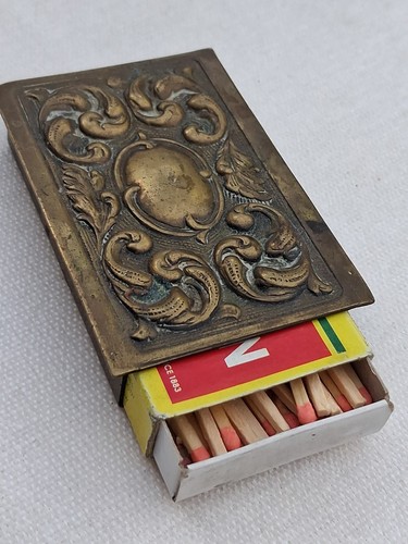 Antique solid brass match - solid, box