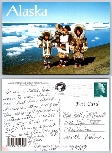 Alaska postcard eskimo mother - eskimo,