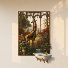 Giraffe in Jungle Bathroom