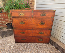 Military Campaign Chest of 5 Drawers with Brass Bound Bindings Hobbs & Co London